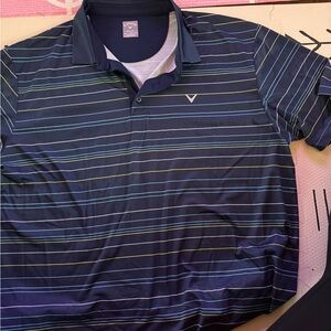 Callaway Blue Polo Shirt with Classic Stripes